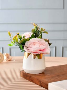 Tayhaa - Artificial Pink Floral Arrangement with White Pot