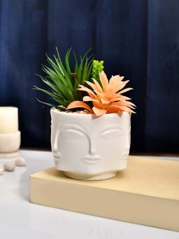 Tayhaa - Artificial Succelent Arrangement with White Planter
