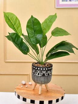 Tayhaa - Faux Leaf Plant with Tribal Planter