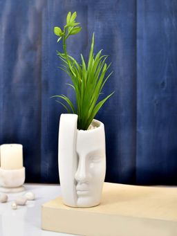 Tayhaa - Artificial Green Oasis Plant with White Face Planter