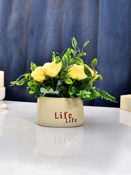 Tayhaa - Yellow Artificial Flowers with A Modern Planter