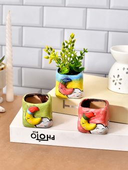 Tayhaa - Enamel Multi-Coloured Planters (Set Of 3)