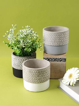 Tayhaa - Textured Ceramic Planters (Set Of 3)