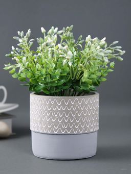 Tayhaa - Wave Textured Ceramic Grey Planter