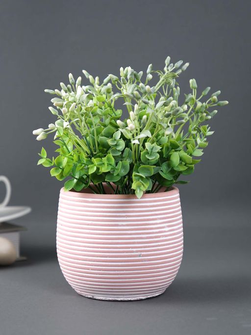 Tayhaa Spiral Texture Ceramic Pink Planter