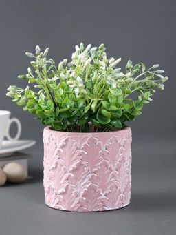 Tayhaa - Leaf Textured Ceramic Pink Indoor Planter