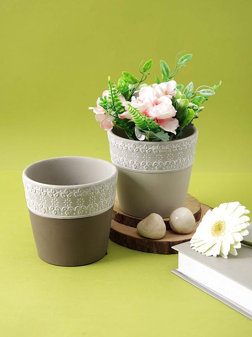Tayhaa Dual Shade Ceramic Planter (Set Of 2)