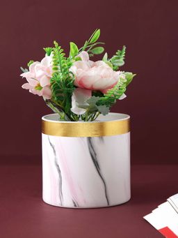 Tayhaa - Ceramic Planter with Marble Pattern In Baby Pink Shades