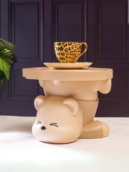 Smokey Cocktail - Cream Bear Table Sculpture