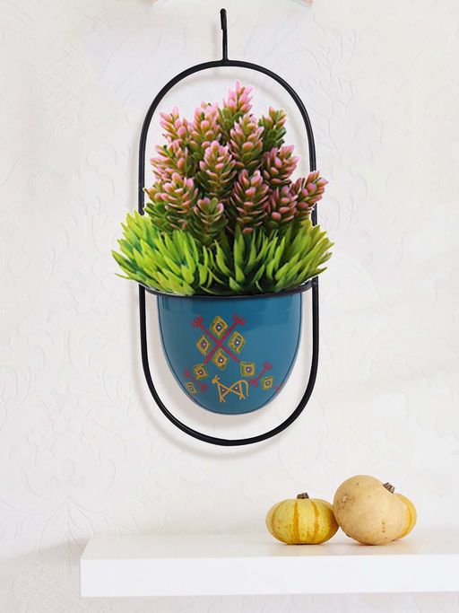Tayhaa Oval Shape Teal Hanging Planter