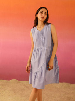 COSSET CLOTHING - Lavender Popsicle Poplin Pleated Dress