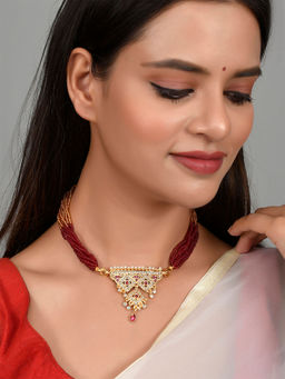 Silvermerc Designs - Gold Plated Ethnic Layered Long Necklace