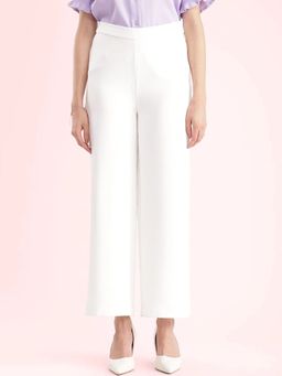 FableStreet - Womens Wide Leg Trouser Off White