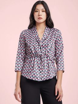 FableStreet - Multi-Color Satin Printed Top