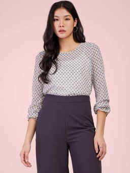 FABLE STREET - Women Geometric Three Fourth Sleeves Multi-Color Top