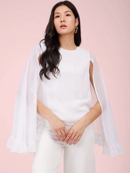 FableStreet - White Cape Sleeves Top
