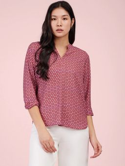 FableStreet - Brick Red Front Pleat Top