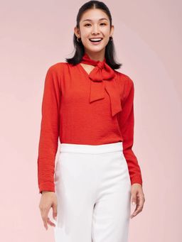 FableStreet - Gathered Detail Orange Top