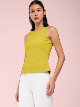 FableStreet - Rib Knit Acid Green Top