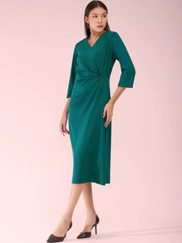 FABLE STREET - Sheath Draped Dress - Teal