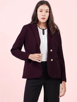 FableStreet - LivIn Single Breasted Blazer - Maroon