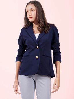 FableStreet - LivIn Single Breasted Blazer - Navy Blue