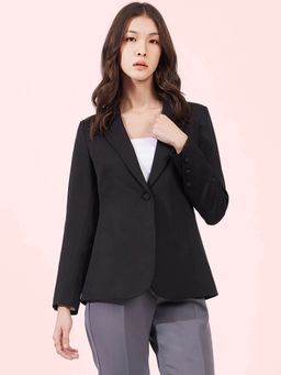 FableStreet - Women's Single Breasted Blazer Black