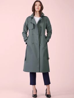 FABLE STREET - Olive Double Trench Coat with Belt (Set of 2)