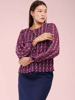 FableStreet - Geometric Print Top - Purple