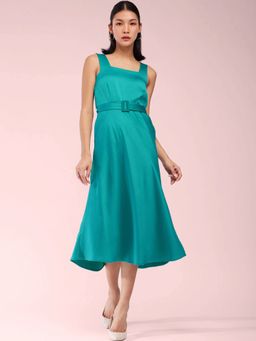 FableStreet - Satin Midi Dress - Teal (Set of 2)