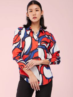 FABLE STREET - Abstract Print Shirt - Multi-Color