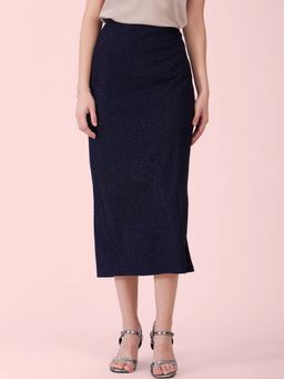 FABLE STREET - Navy Blue Metallic Shimmer Lurex Skirt