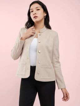 FABLE STREET - Beige Spread Mandarin Short Jacket