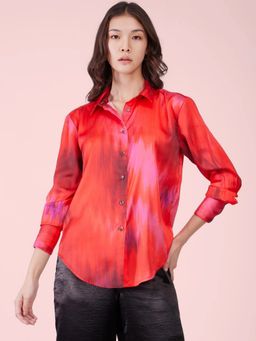 FableStreet - Multi-Color Satin Abstract Shirt