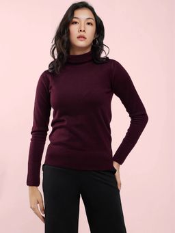 FableStreet - Wine Livsoft Turtle Neck Sweater