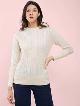 FableStreet - Off White Livsoft Cable Knit Sweater