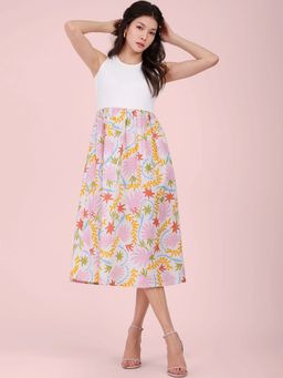 FableStreet - White Linen Midi Dress