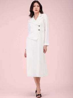 FableStreet - White A-Line Jacket Dress