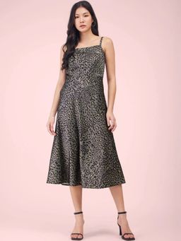 FableStreet - Grey Stretch Satin A-Line Dress