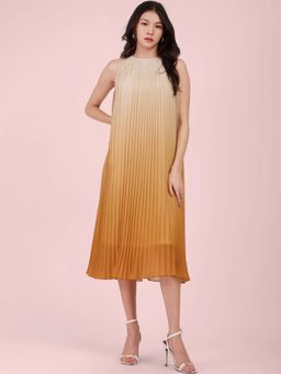 FABLE STREET - Tan Pleated Ombre Dress