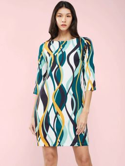 FABLE STREET - White Abstract Print Dress