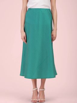 FableStreet - Satin Midi Skirt - Green