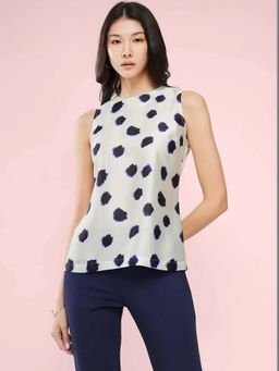 FABLE STREET - Satin Printed Top - Off White And Black