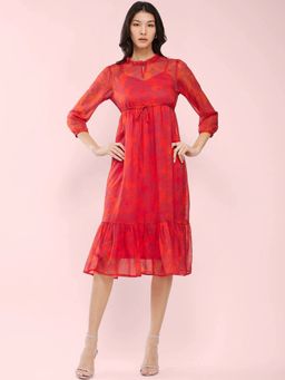 FableStreet - Chiffon Floral Print Dress