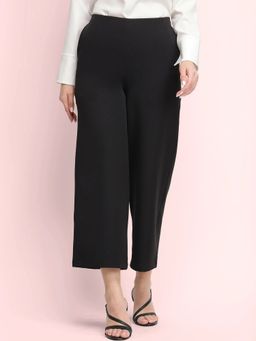 FableStreet - Black Solid Comfortable Fit Trouser