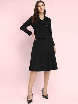 FableStreet - Black A-Line Jacket Dress