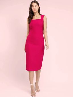 FableStreet - Pink Bodycon Knitted Dress