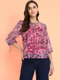 FableStreet - Animal Print Pink Top