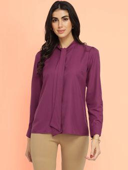 FableStreet - Tie-Up Neck Purple Top