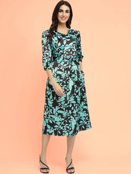 FableStreet - Satin Midi Dress -Teal